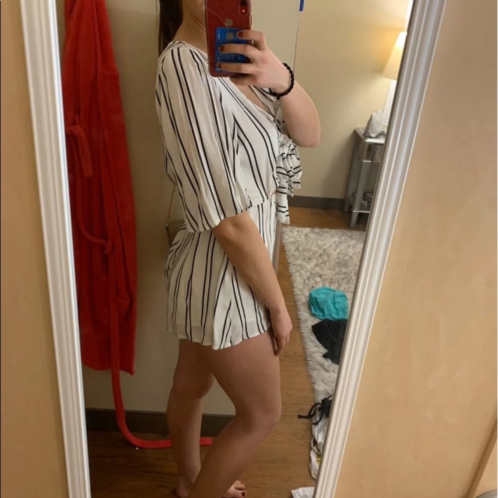 adorable striped tie front romper